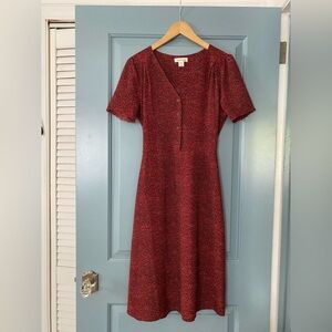 Red leopard print short sleeve Dress with removable sash size S